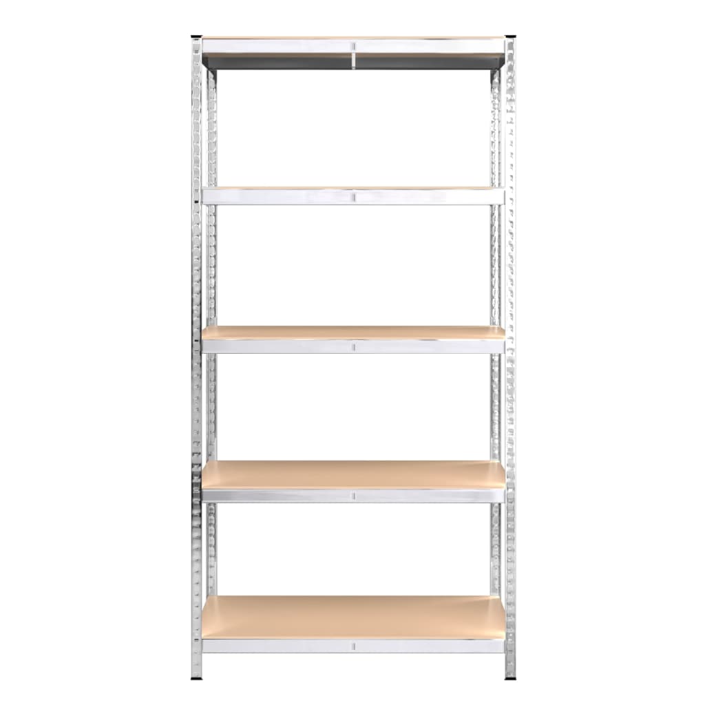 5-Layer Shelves 2 pcs Silver Steel and Engineered Wood