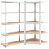 5-Layer Shelves 2 pcs Silver Steel and Engineered Wood