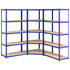 5-Layer Shelves 3 pcs Blue Steel&Engineered Wood