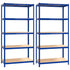 5-Layer Shelves 2 pcs Blue Steel&Engineered Wood