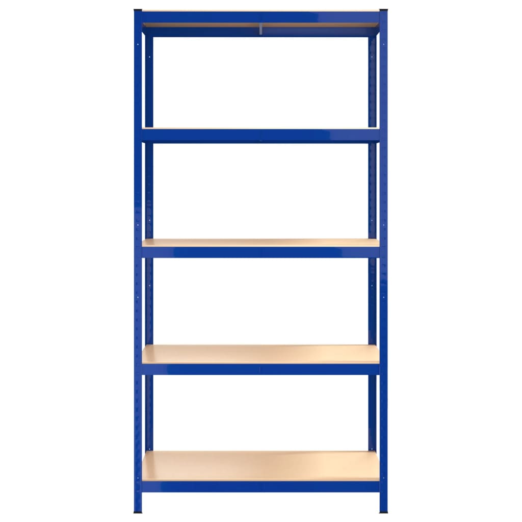 5-Layer Shelves 2 pcs Blue Steel&Engineered Wood