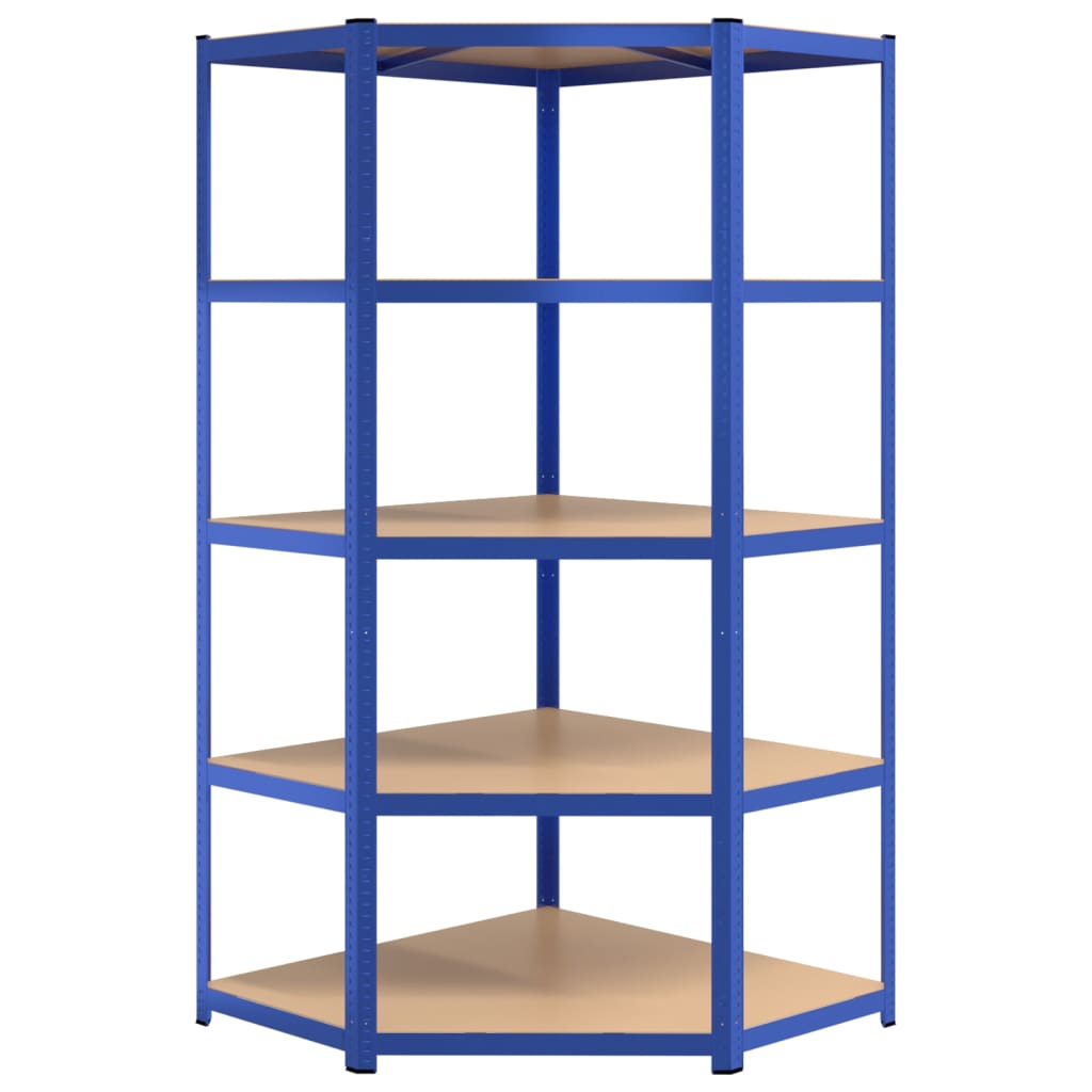 5-Layer Shelves 2 pcs Blue Steel&Engineered Wood