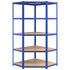 5-Layer Shelves 2 pcs Blue Steel&Engineered Wood