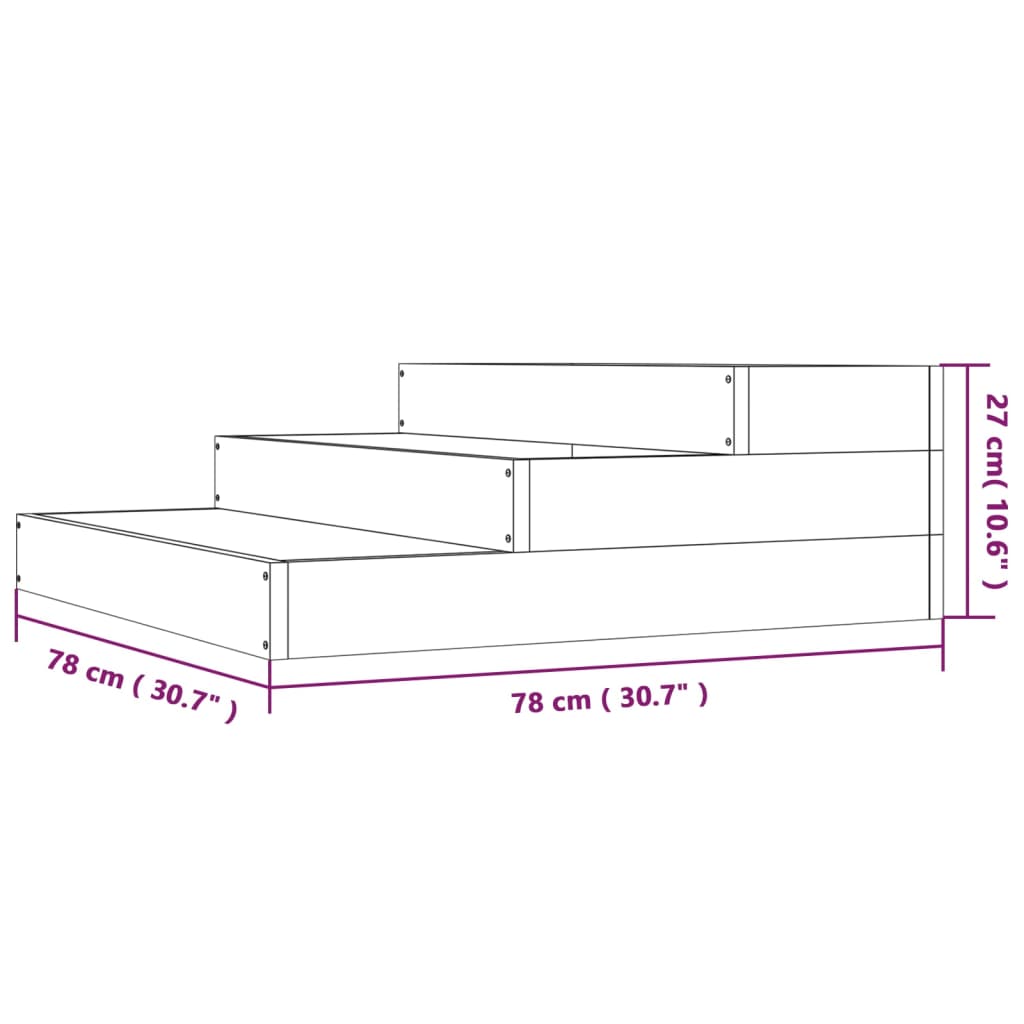 Planter White 78x78x27 cm Solid Wood Pine