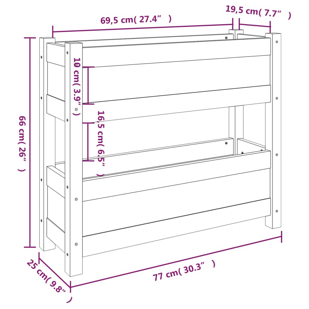 Planter White 77x25x66 cm Solid Wood Pine