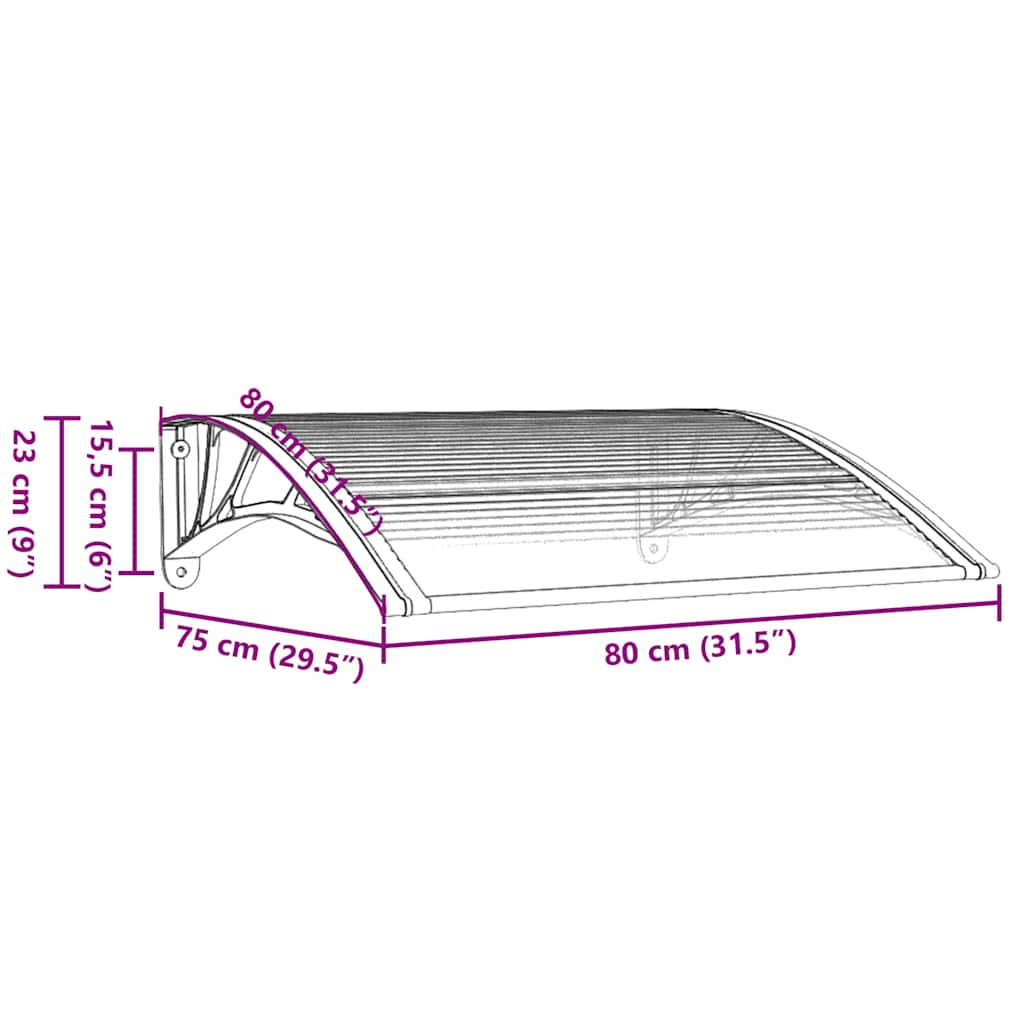 Door Canopy Black 80x75 cm Polycarbonate