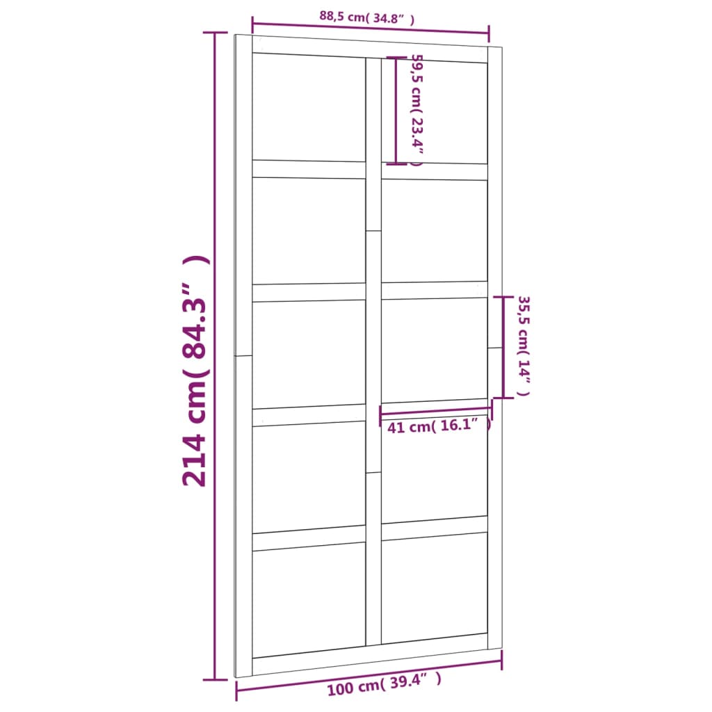 Barn Door White 100x1.8x214 cm Solid Wood Pine