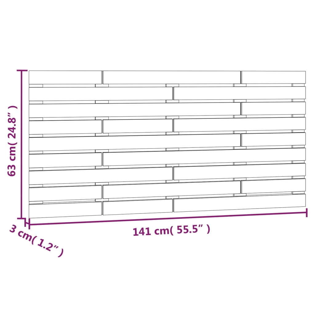 Wall Headboard Black 141 cm Solid Wood Pine