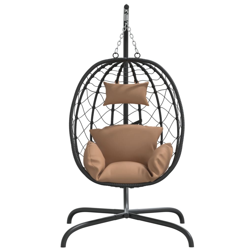 Hanging Egg Chair with Cushion Taupe Poly Rattan&Steel