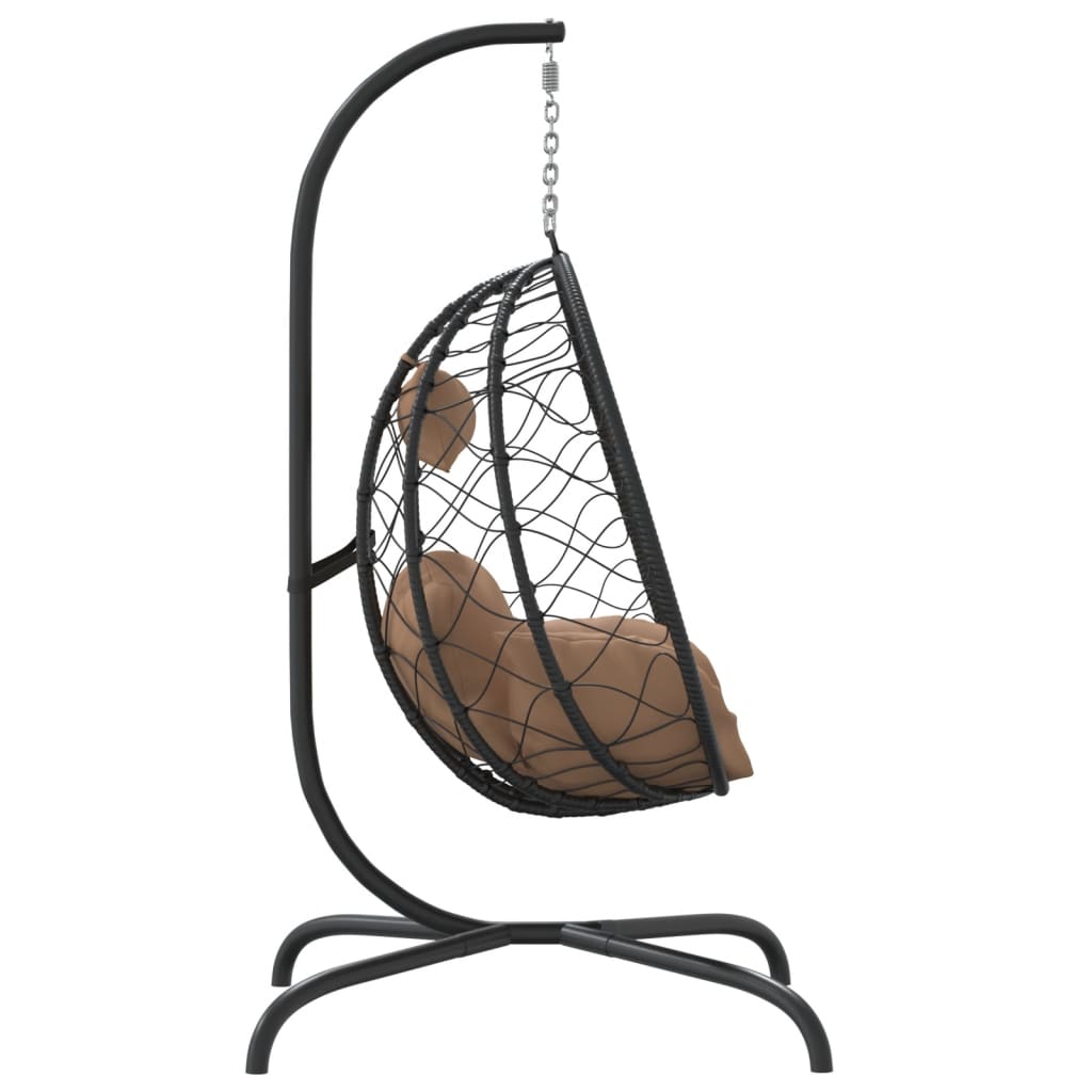 Hanging Egg Chair with Cushion Taupe Poly Rattan&Steel