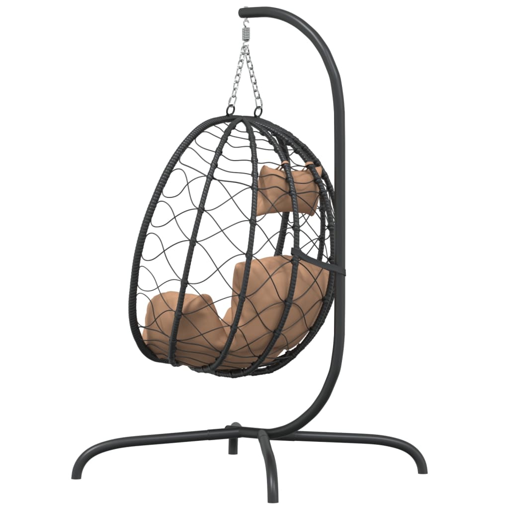 Hanging Egg Chair with Cushion Taupe Poly Rattan&Steel