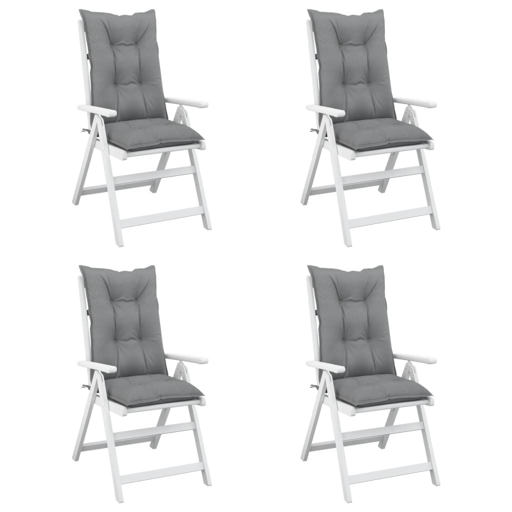 Garden Highback Chair Cushions 4 pcs Grey 120x50x7 cm Fabric