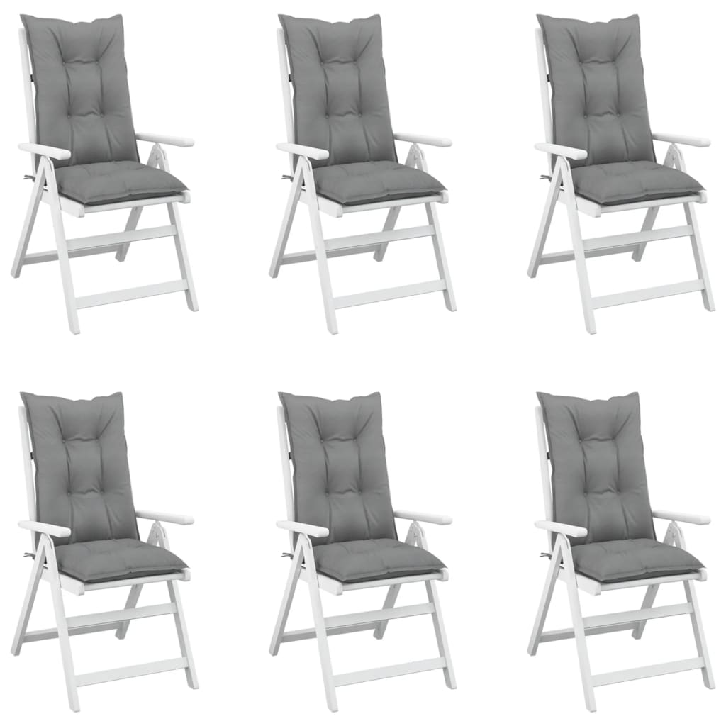 Garden Highback Chair Cushions 6 pcs Grey 120x50x7 cm Fabric