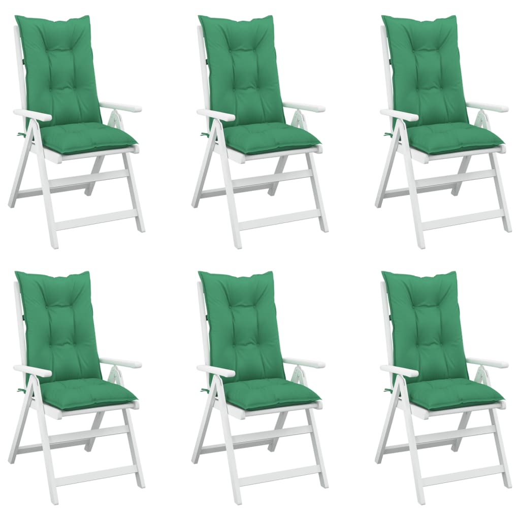 Garden Highback Chair Cushions 6 pcs Green 120x50x7 cm Fabric