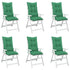 Garden Highback Chair Cushions 6 pcs Green 120x50x7 cm Fabric