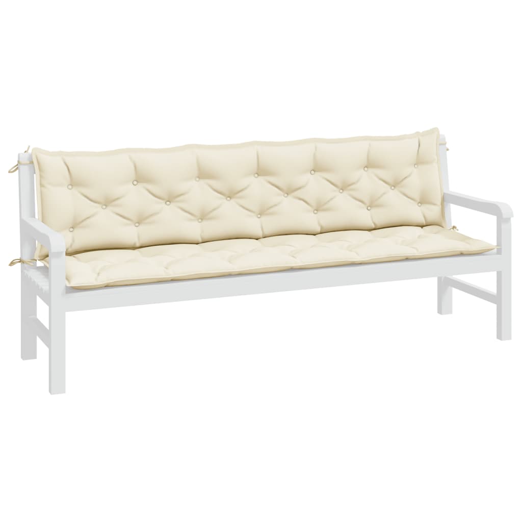 Garden Bench Cushions 2pcs Cream White 200x50x7cm Oxford Fabric