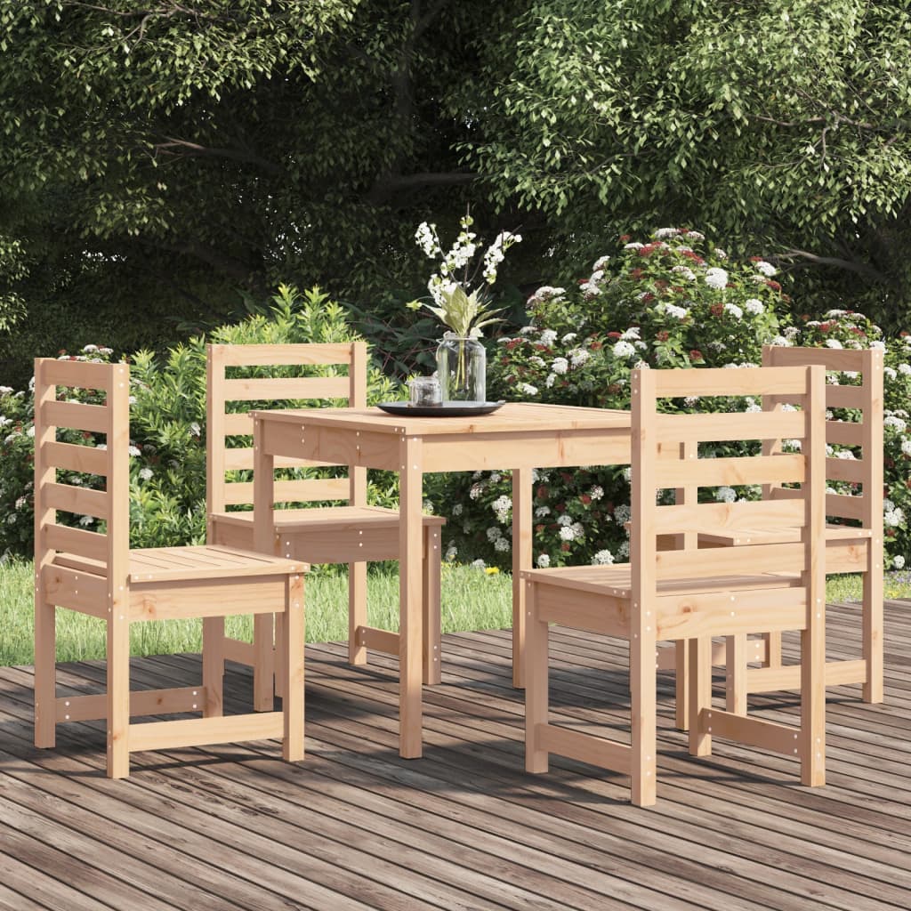 5 Piece Garden Dining Set Solid Wood Pine