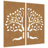 Garden Wall Decorations 2 pcs 105x55 cm Corten Steel Tree Design