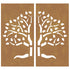 Garden Wall Decorations 2 pcs 105x55 cm Corten Steel Tree Design