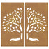 Garden Wall Decorations 2 pcs 105x55 cm Corten Steel Tree Design