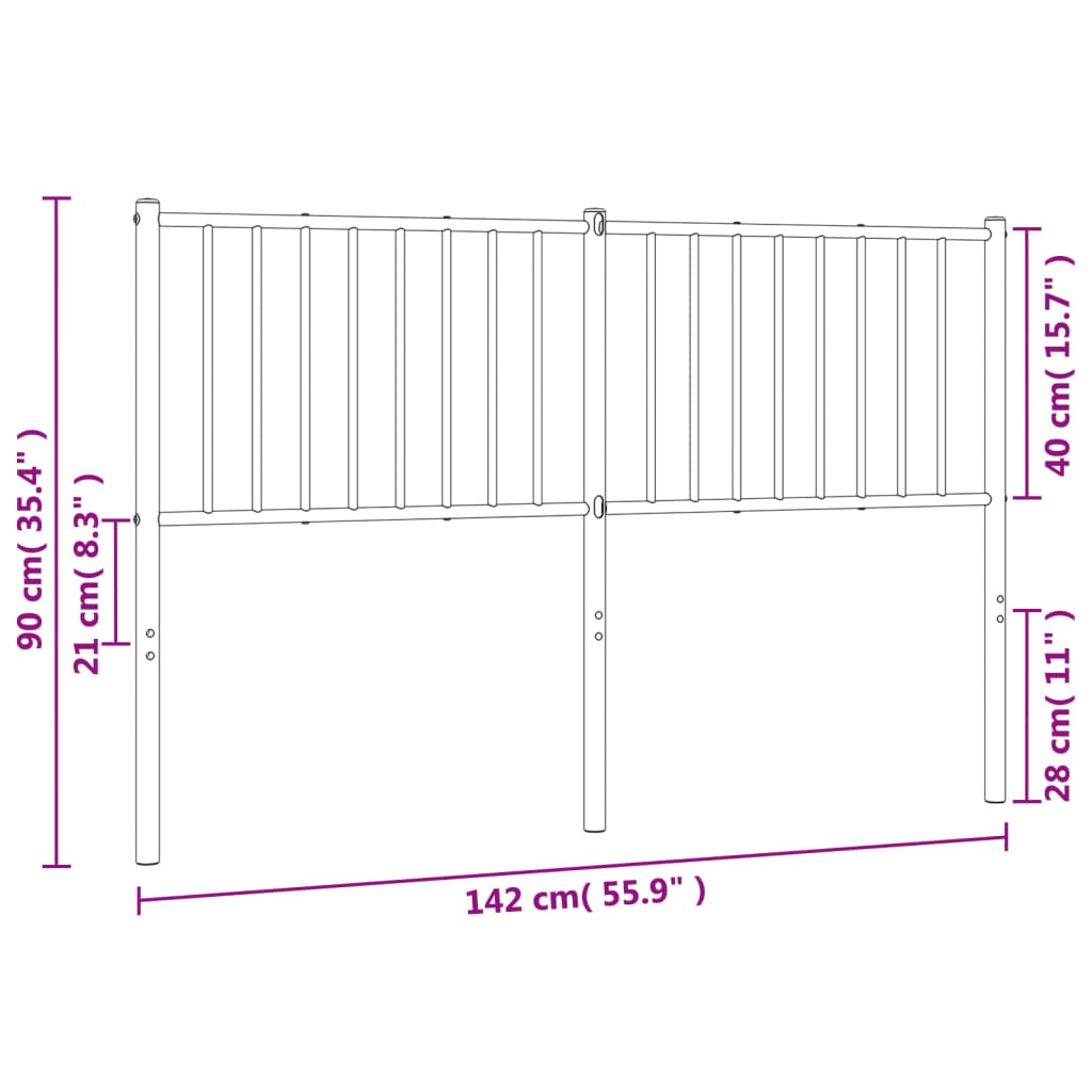 Metal Headboard White 137 cm Double