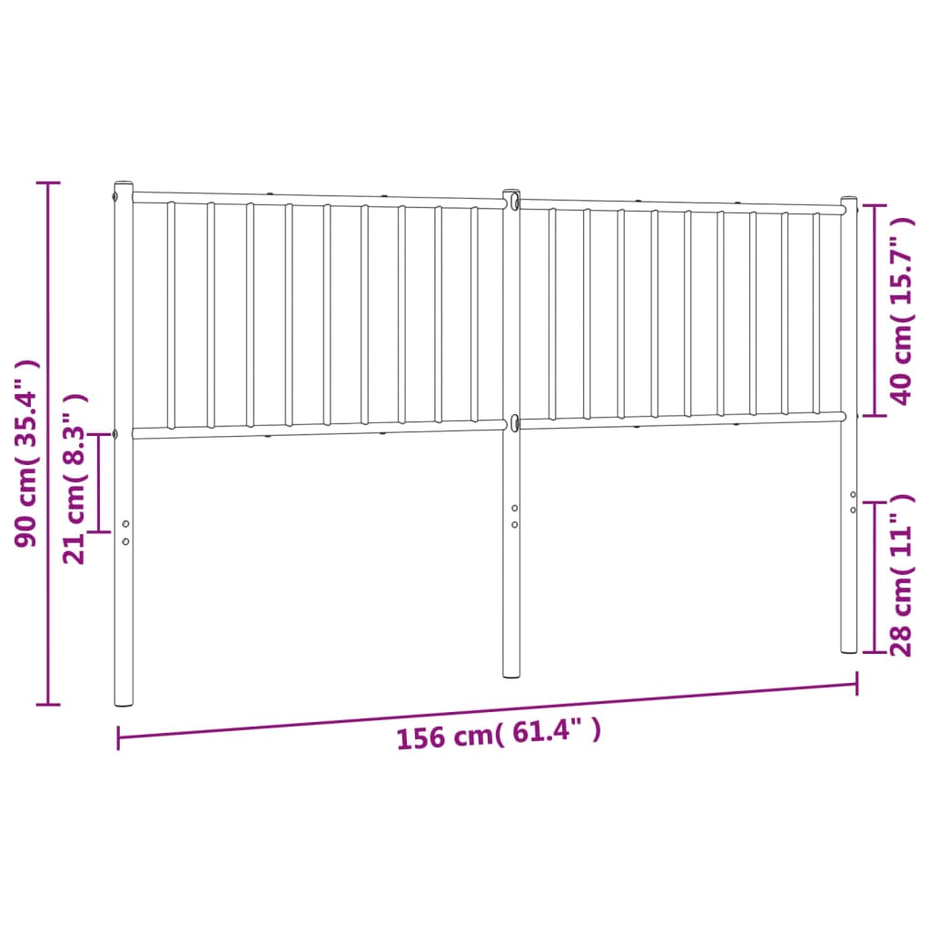 Metal Headboard White 152 cm Queen