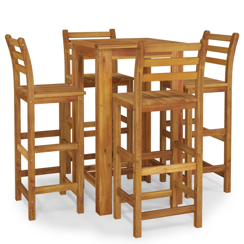 5 Piece Garden Bar Set Solid Wood Acacia