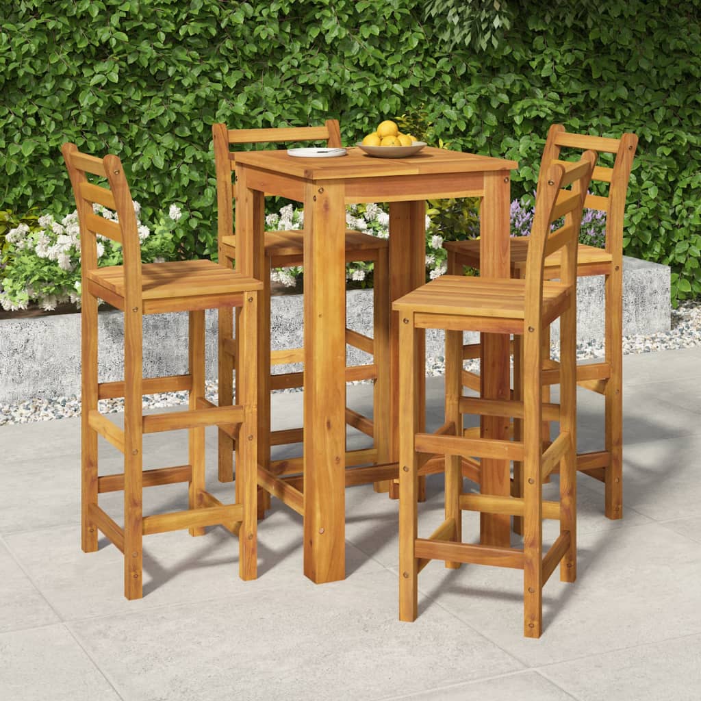 5 Piece Garden Bar Set Solid Wood Acacia