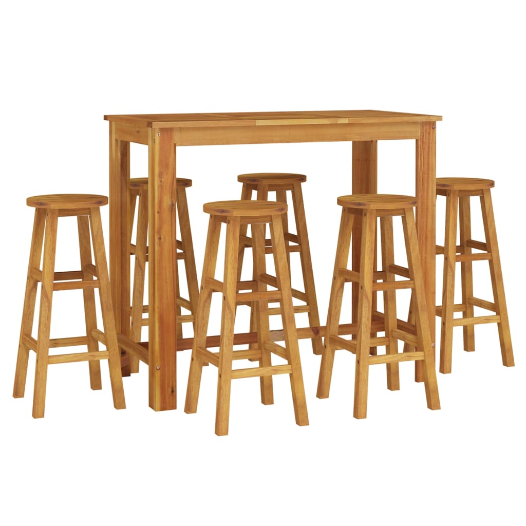 7 Piece Garden Bar Set Solid Wood Acacia