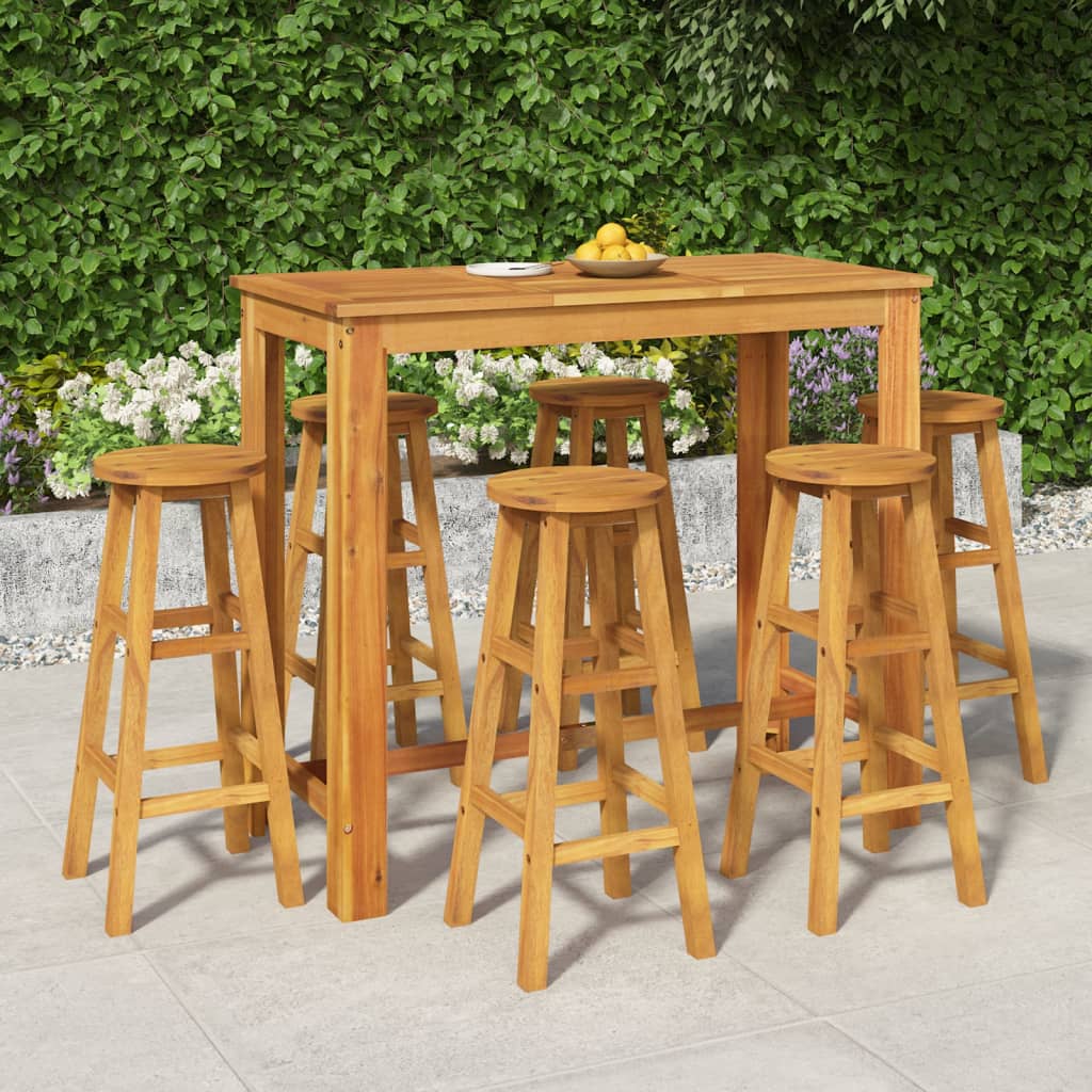 7 Piece Garden Bar Set Solid Wood Acacia