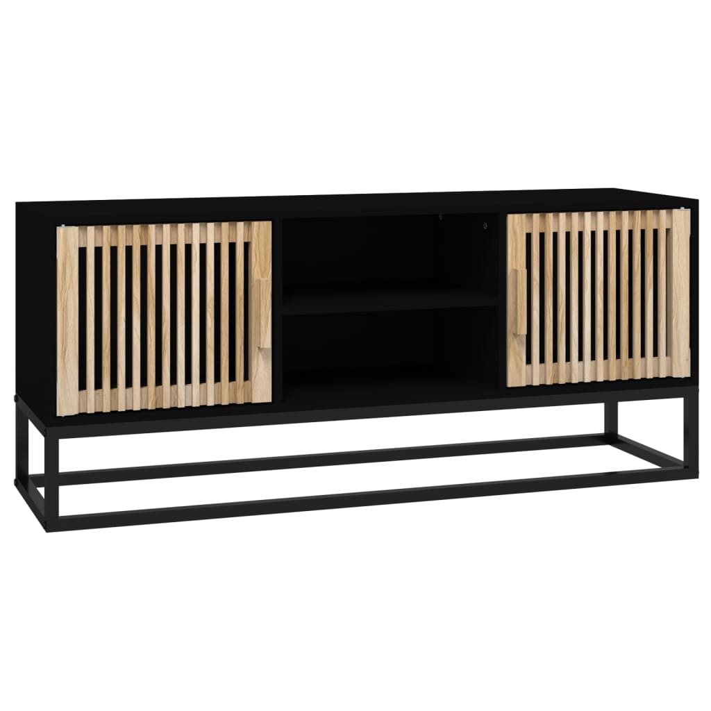 TV Cabinet Black 105x30x45 cm Engineered Wood and Iron