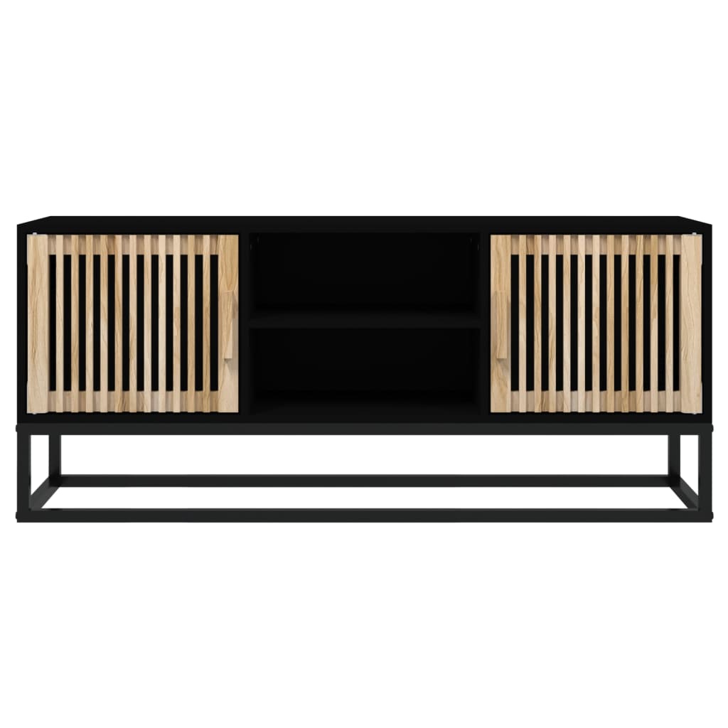 TV Cabinet Black 105x30x45 cm Engineered Wood and Iron