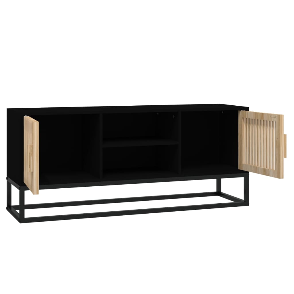 TV Cabinet Black 105x30x45 cm Engineered Wood and Iron