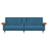 Sofa Bed with Cup Holders Blue Velvet