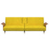 Sofa Bed with Cup Holders Yellow Velvet