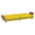 Sofa Bed with Cup Holders Yellow Velvet