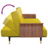 Sofa Bed with Cup Holders Yellow Velvet