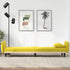 Sofa Bed with Cup Holders Light Yellow Fabric