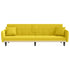 Sofa Bed with Cup Holders Light Yellow Fabric