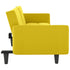 Sofa Bed with Cup Holders Light Yellow Fabric