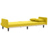 Sofa Bed with Cup Holders Light Yellow Fabric