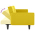 Sofa Bed with Cup Holders Light Yellow Fabric