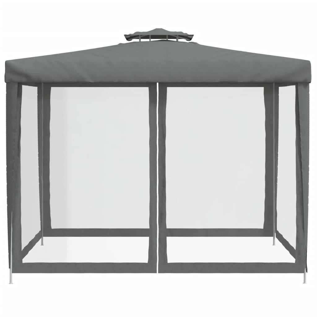 Gazebo with Double Roof Anthracite 3x3x2.68 m Fabric