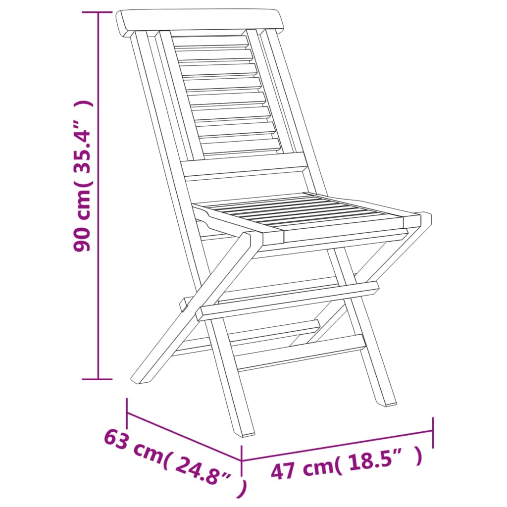 Folding Garden Chairs 8 pcs 47x63x90 cm Solid Wood Teak