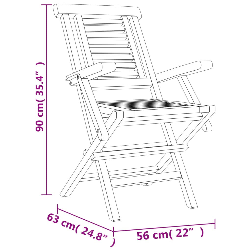 Folding Garden Chairs 8 pcs 56x63x90 cm Solid Wood Teak