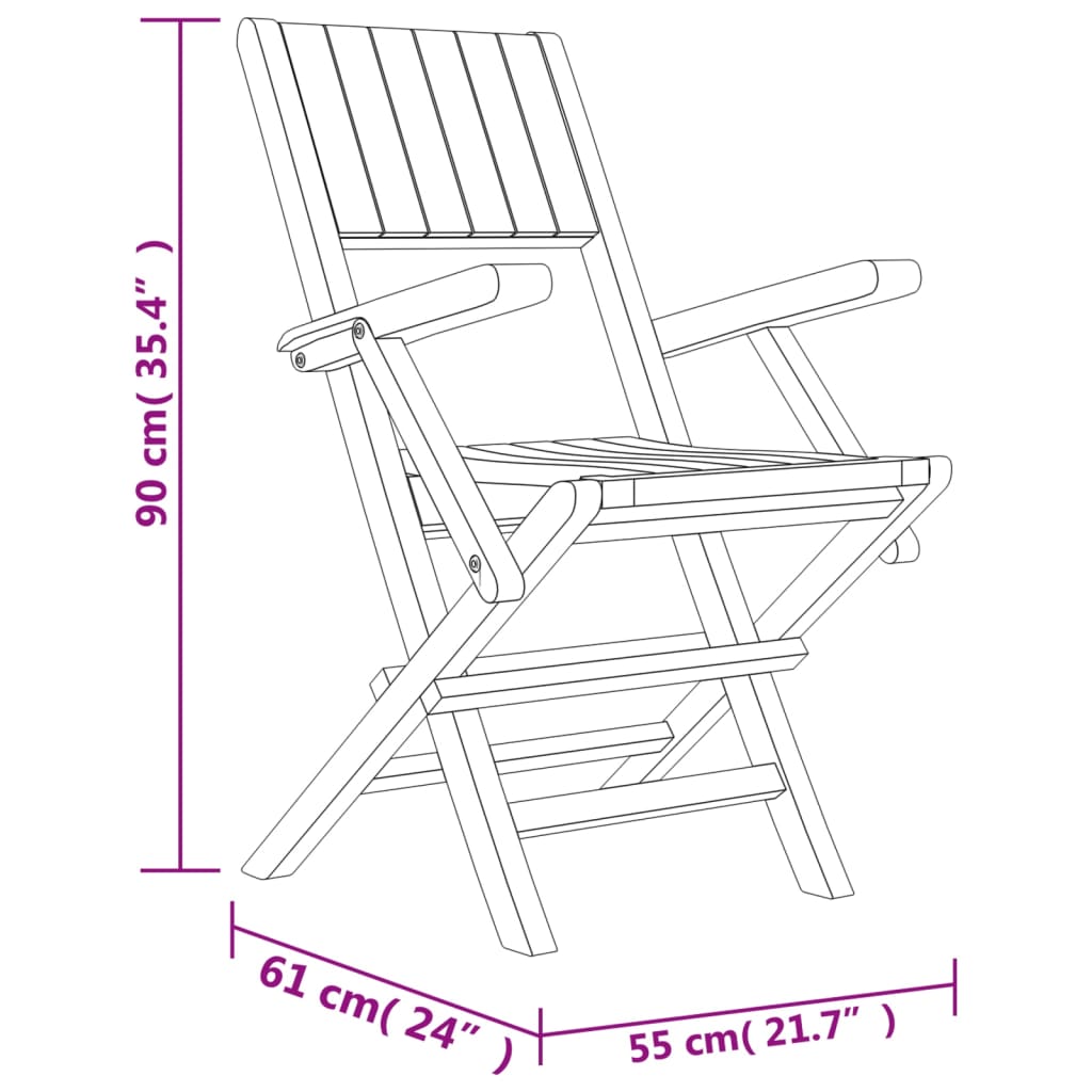 Folding Garden Chairs 4 pcs 55x61x90 cm Solid Wood Teak