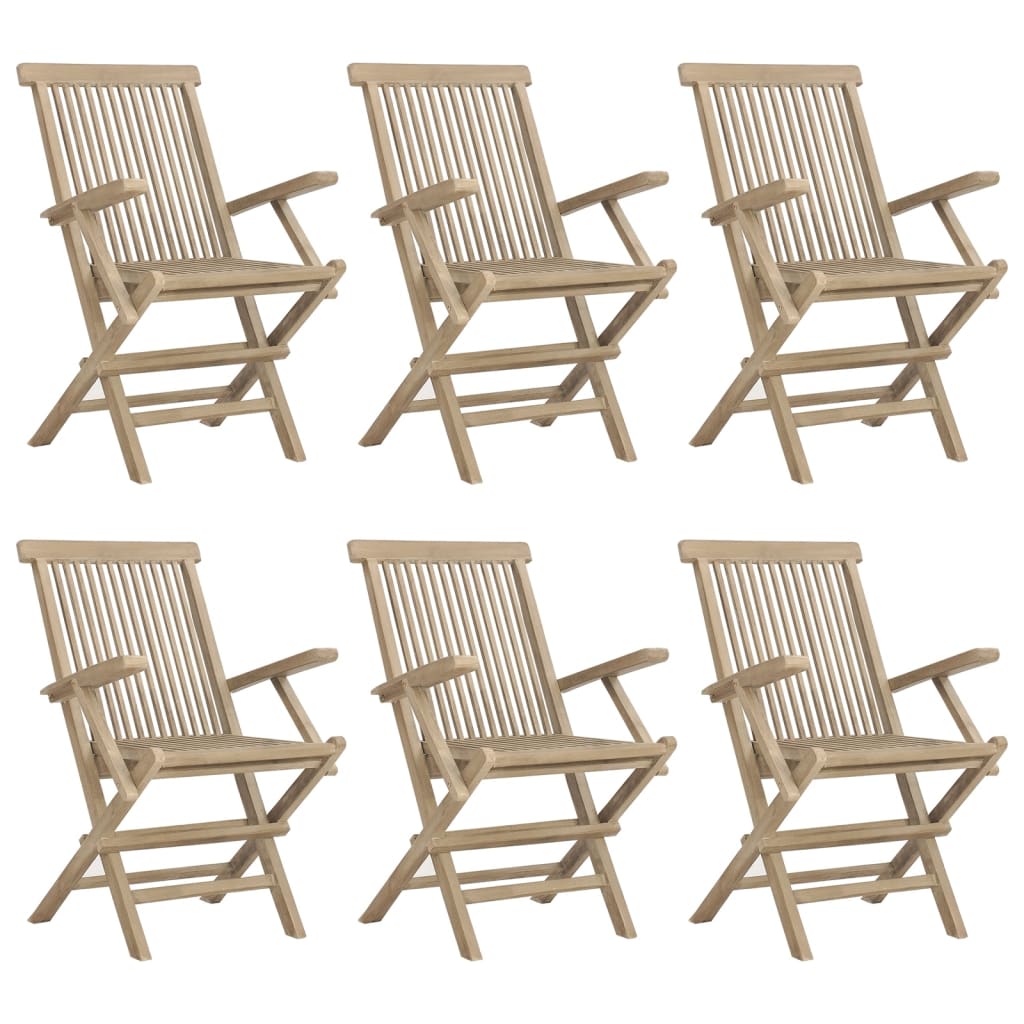 Folding Garden Chairs 6 pcs Grey 56x61x89 cm Solid Wood Teak