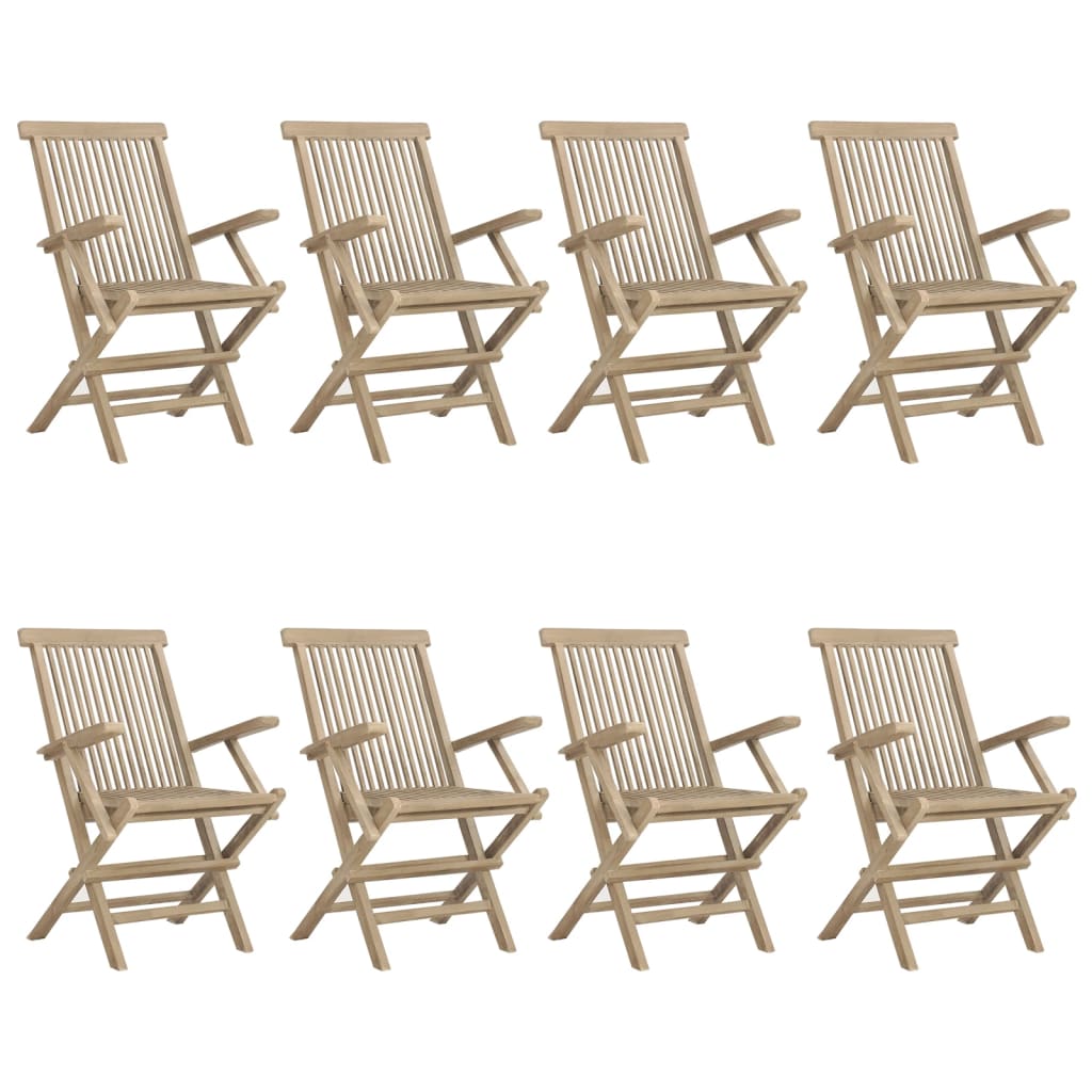 Folding Garden Chairs 8 pcs Grey 56x61x89 cm Solid Wood Teak