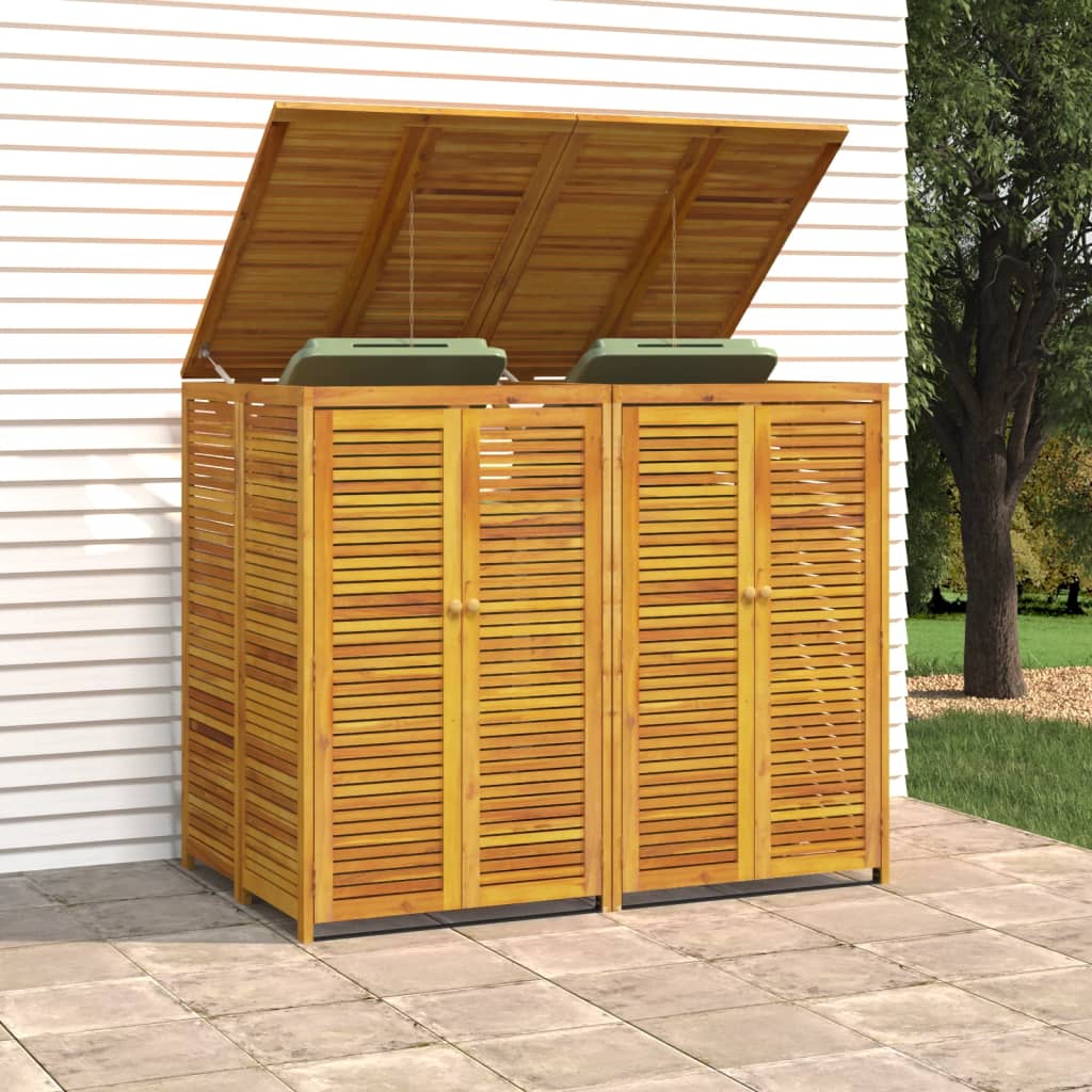 Double Garbage Bin Shed 140x89x117 cm Solid Wood Acacia