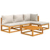 5 Piece Garden Lounge Set with Light Grey Cushions Solid Wood